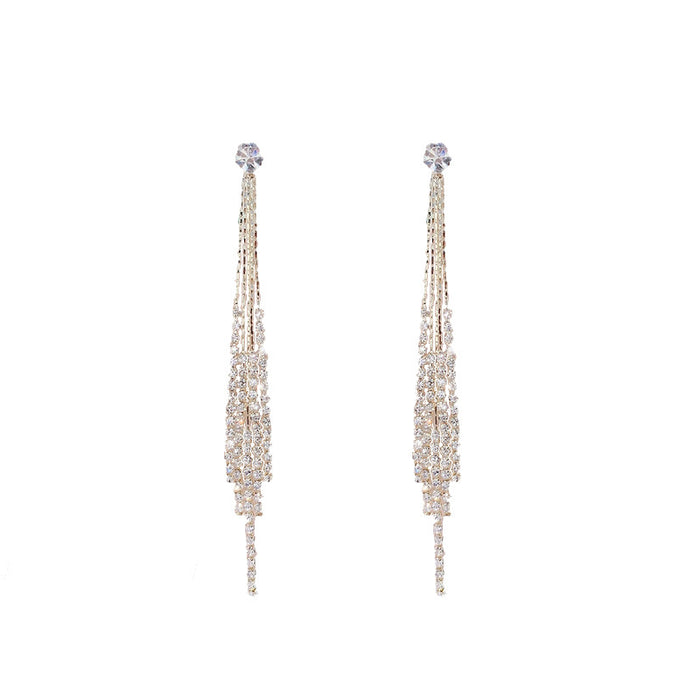 Wholesale Tassel Rhinestone Alloy Long Earrings JDC-ES-KeZi003