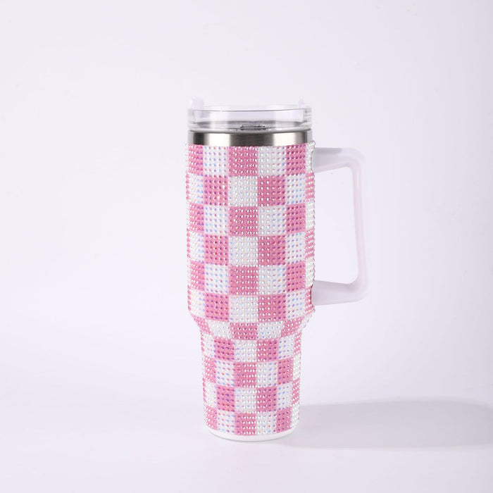 Wholesale Checkerboard Rhinestone 40oz Insulated Tumbler Stainless Steel