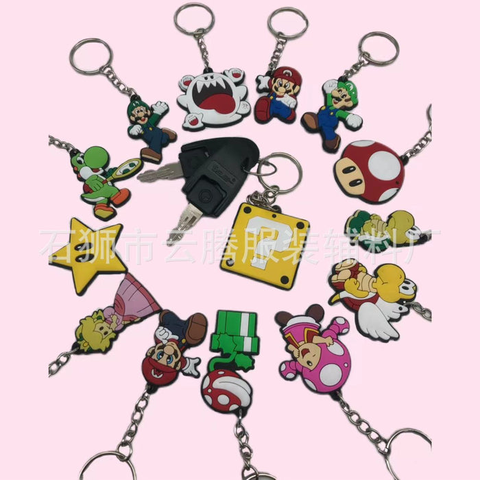 Wholesale 10pcs Cartoon Mushroom Keychain Pendant PVC Key Pendant School Bag Decoration