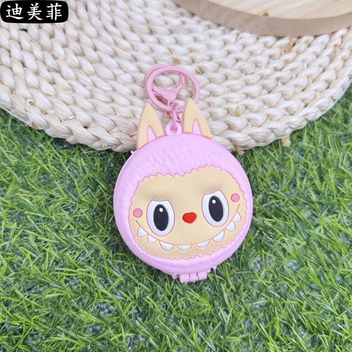 Wholesale Folding Cute Rab Cloth Dressing Mirror Keychain Pendant Girl' s Portable Cartoon Makeup Mirror Small Mirror Gift