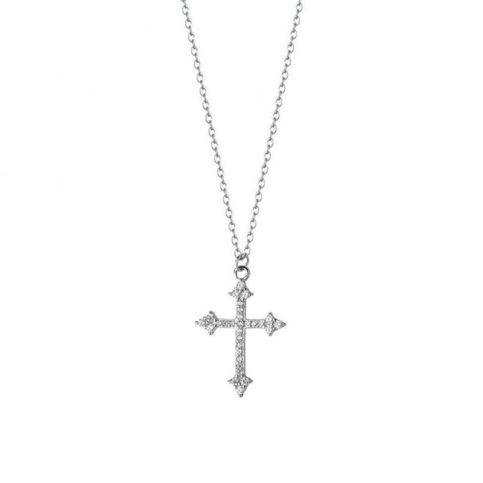 Wholesale Star shaped titanium steel cross necklace, light luxury zircon sparkling diamond collarbone chain, street accessory