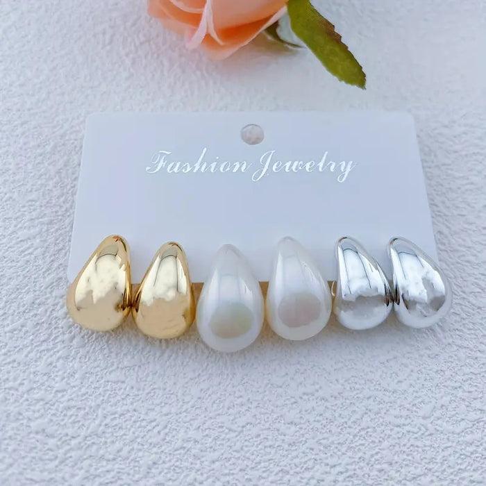 Wholesale Water droplet earring set macaron color niche high-end temperament ear accessory