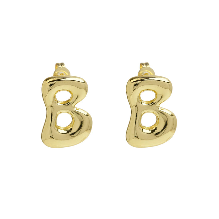 Wholesale 2PCS 18K Gold Brass 26 English Letters Earrings JDC-ES-BaiYi008