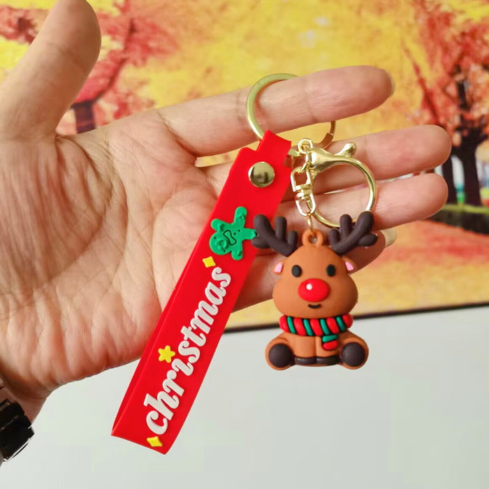 Wholesale Silicone Christmas Keychain Cute Cartoon Pendant