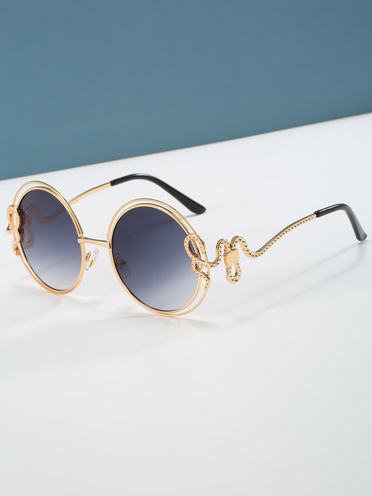 Wholesale Hollow Ocean Piece Color Round Frame Sunglasses Metal Double Loop Retro Sunglasses