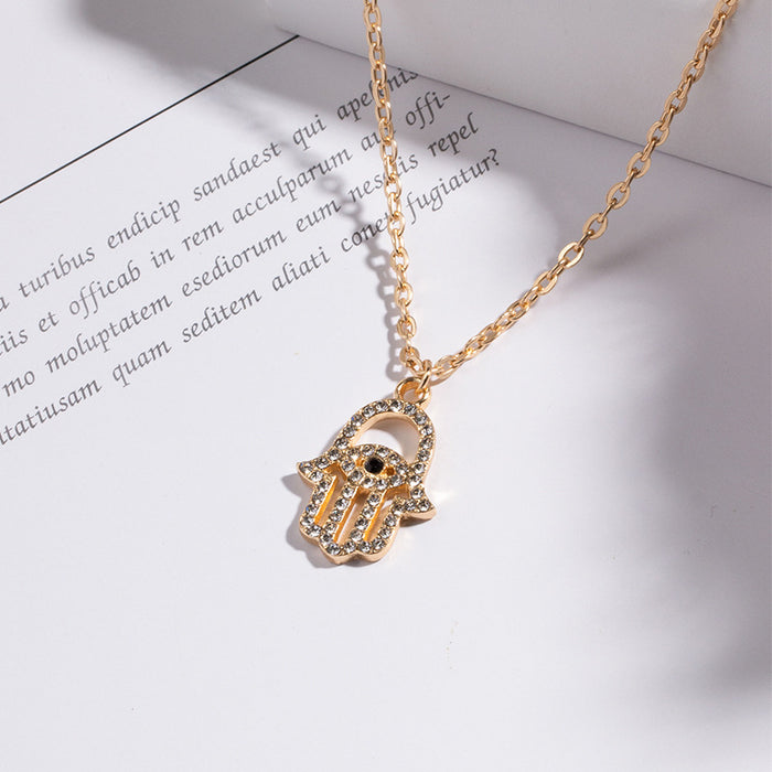 Wholesale Simple Devil's Eye, God's Hand, Crystal Necklace, Personalized Clavicle Chain