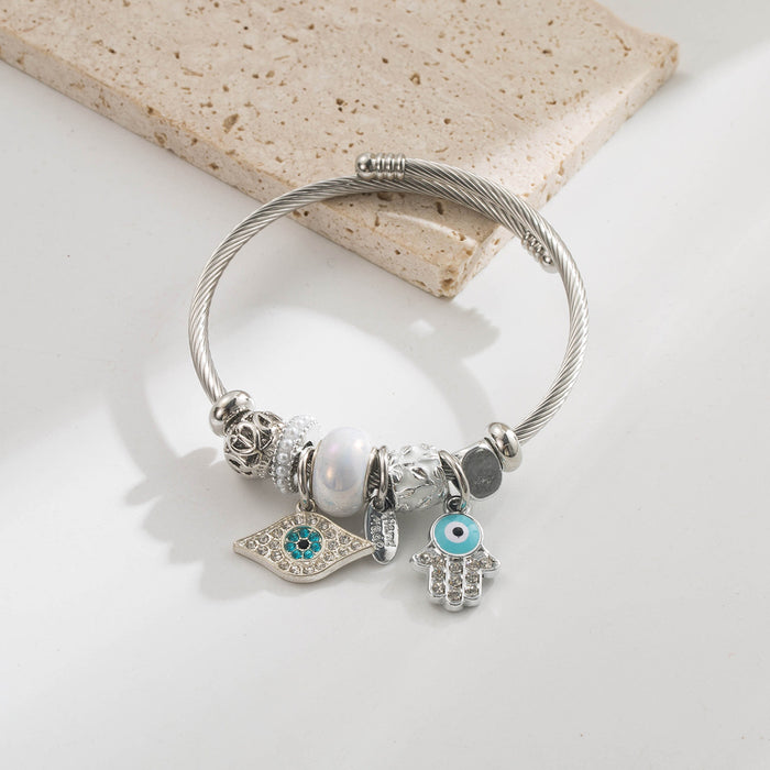 Wholesale Stainless Steel Evil Eye Pendant Bracelet