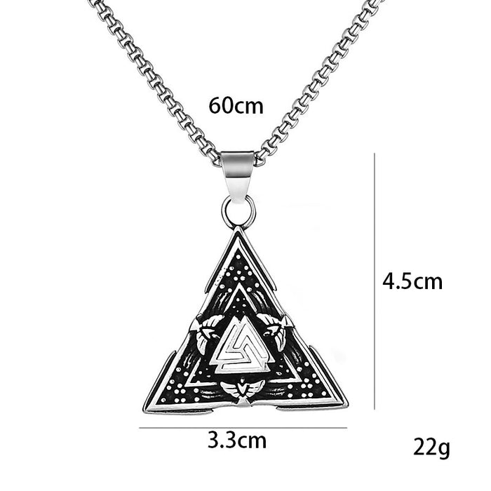 Wholesale Retro triangular rune titanium steel pendant, fashionable stainless steel necklace accessory