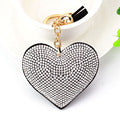 Wholesale Chic Heart Rhinestone Leather Tassel Keychain Fashion Bag Charm Car Key Accessory