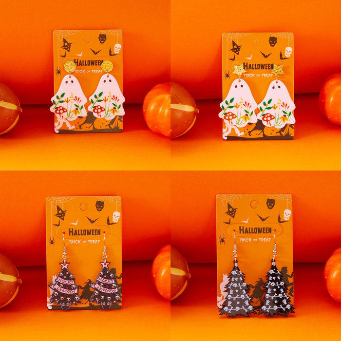 Wholesale  Plate Earrings Creative Versatile  Acrylic Flower Ghost Skull Earrings