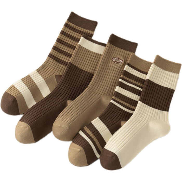 Wholesale Socks Children's Maillard Color Series Mid Tube Socks Versatile Pile Socks College Style Brown Series Long Socks JDC-SK-JiaMu004