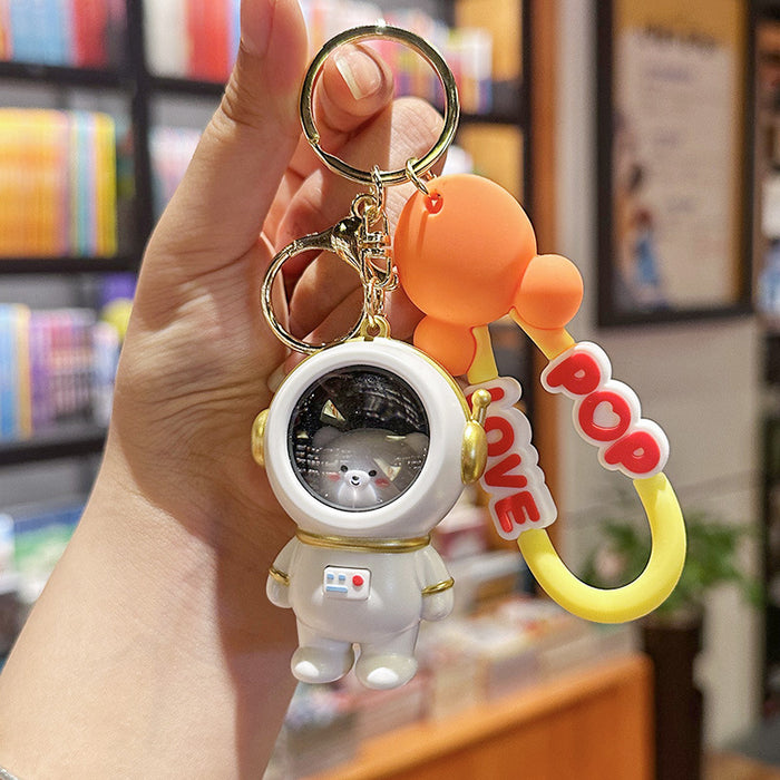 Wholesale Night light astronaut keychain romantic starry sky cute cartoon couple student backpack pendant