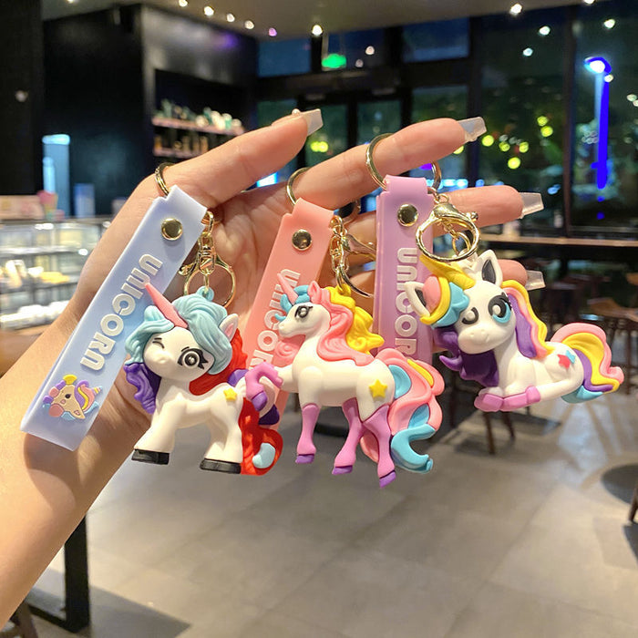 Wholesale Metal Rainbow Unicorn Pony Keychain Stylish Bag Charm For Students Great Gift For Everyday Use