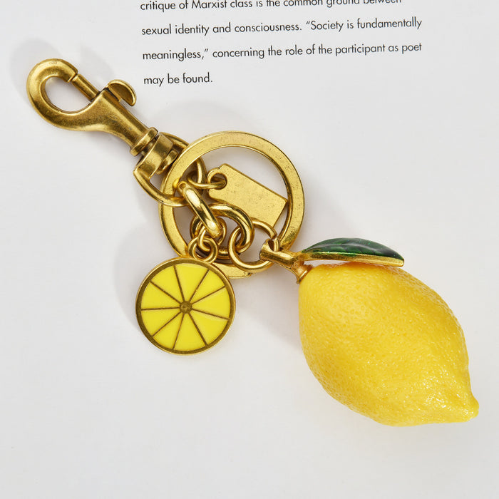 Wholesale Stylish Lemon Fruit Keychain Bag Charm Zinc Alloy Electroplated Decorative MOQ≥2