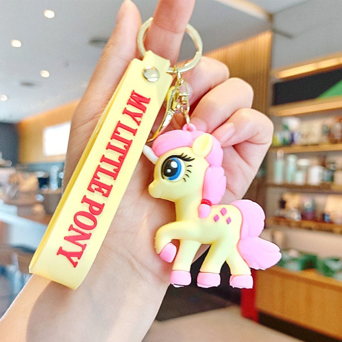 Wholesale Cartoon Pony Keychain Pendant Cute Unicorn Doll Female Backpack Car Key Chain
