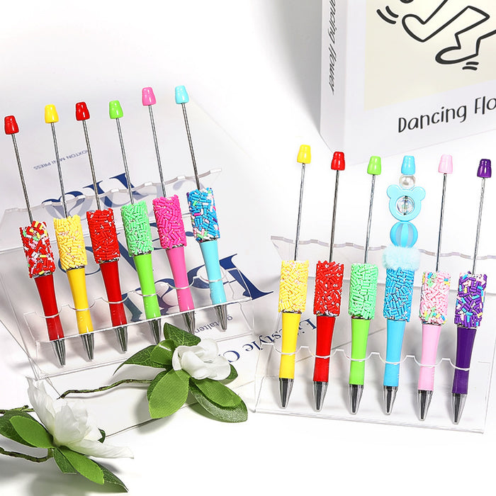 Wholesale 10PCS New color sugar bead pen color needle ballpoint pen high value DIY rotating candy party cute bead pen