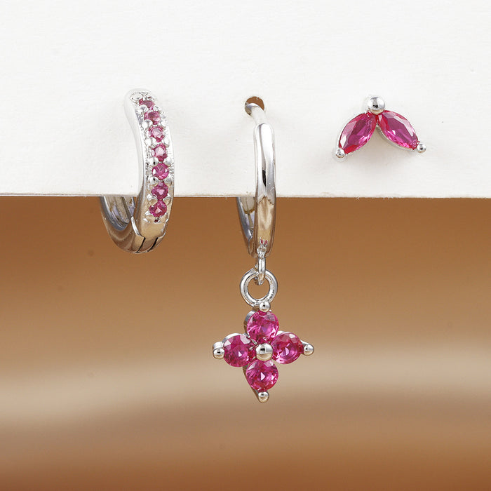 Wholesale Crystal flower earrings, geometric high-end earrings, earrings set, earrings accessories