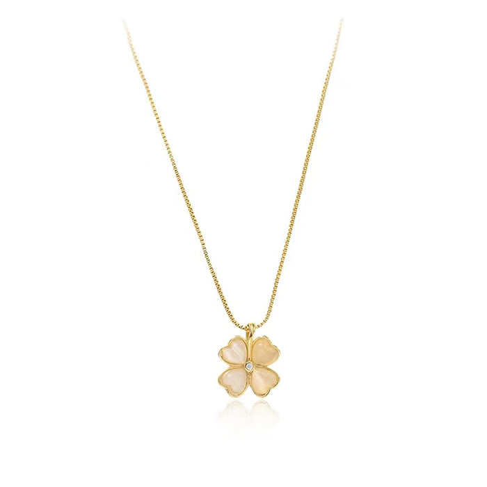 Wholesale Four leaf clover genuine gold electroplated collarbone necklace