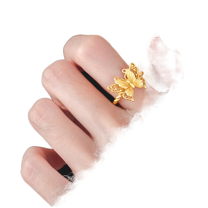 Wholesale Vintage butterfly ring, niche design, exquisite index finger ring, unique temperament, high-end feel, tail ring