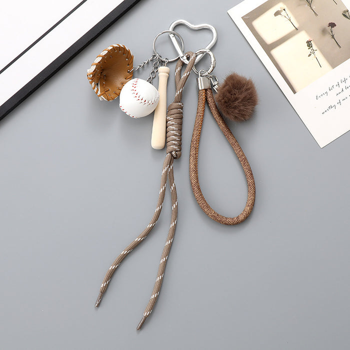 Wholesale Leather bow heart pendant luggage keychain lanyard accessories single buckle tassel pendant accessories