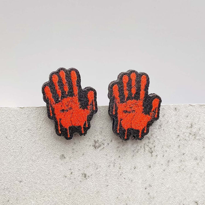 Wholesale  Earrings Horror Pumpkin Ghost Bat Wooden Earrings  Night Jewelry