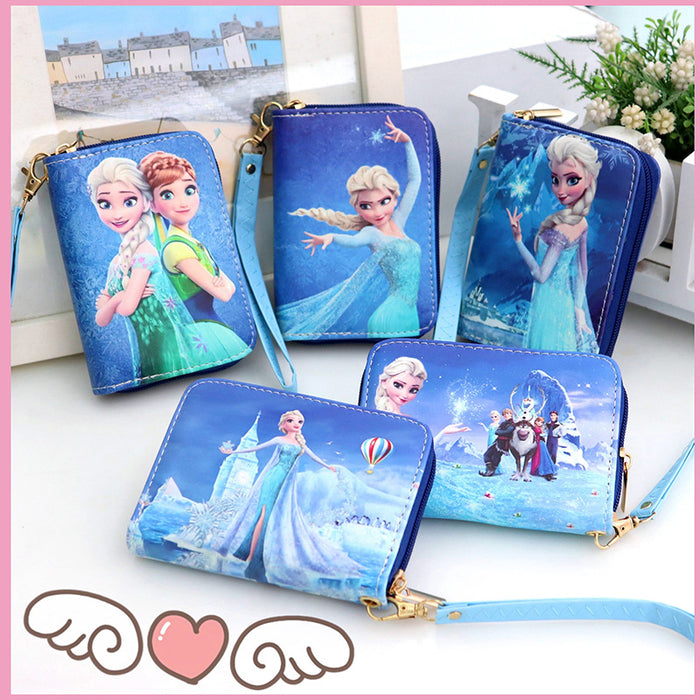 Wholesale fresh cartoon princess children's girls short portable coin purse