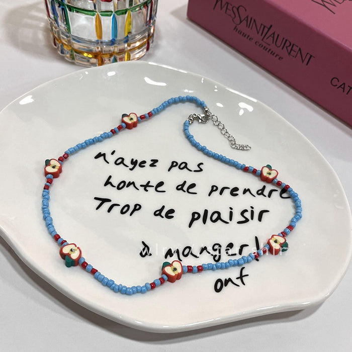 Wholesale  beaded  apple nuclear necklace  clavicle chain all-match niche  necklace