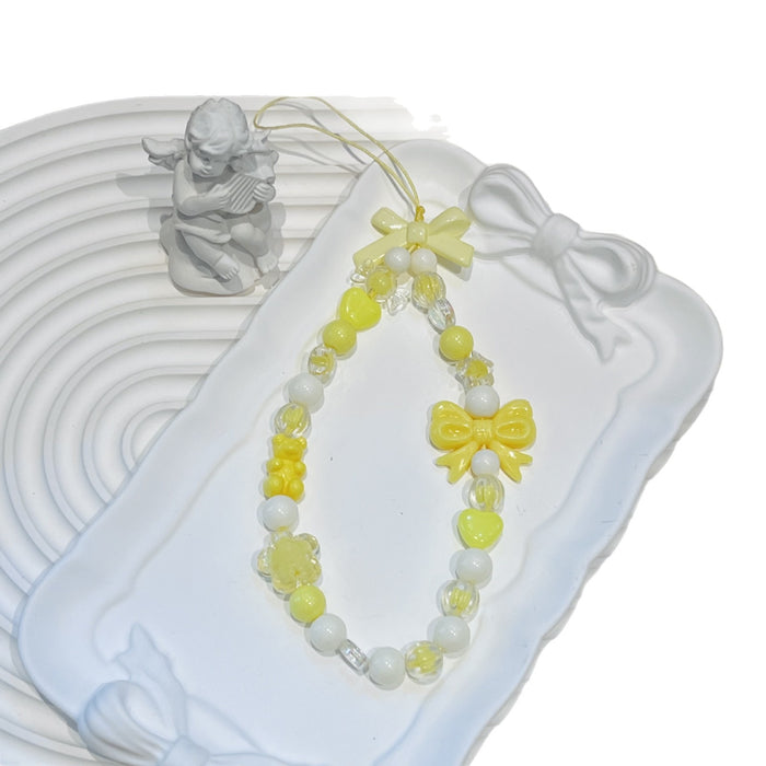 Wholesale ins mobile phone lanyard bowknot lanyard beaded anti-lost pendant