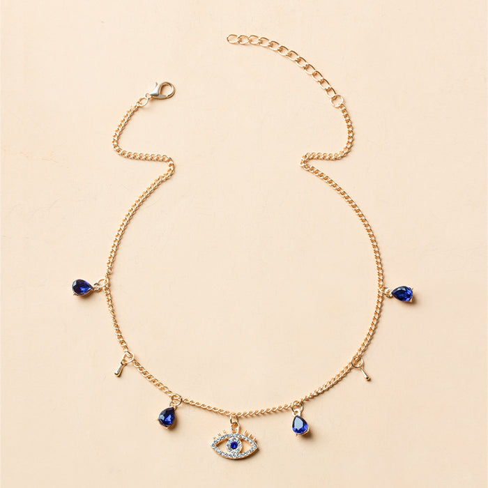 Wholesale Crystal Eye Necklace  Geometric Shape Alloy Pendant