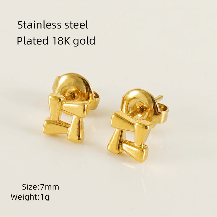 Wholesale Mini Heart-Shaped Irregular Titanium Steel Earrings