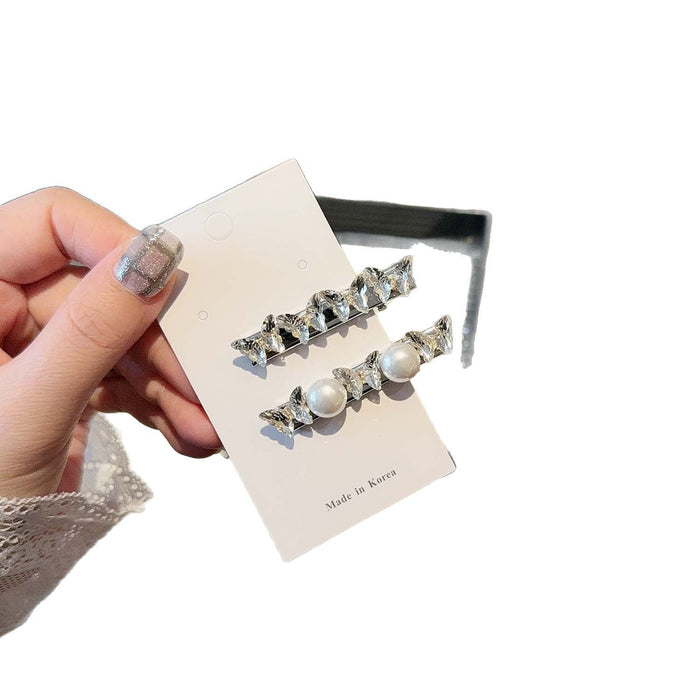 Wholesale Flash Diamond Pearl Butterfly Duckbill Clip