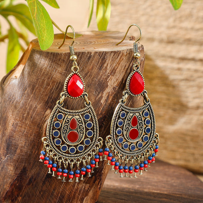 Wholesale Bohemian Tassel Geometric Drop Earrings Electroplated Zinc Alloy Jewelry Accessory MOQ≥2