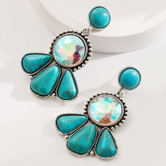 Wholesale Vintage Turquoise Alloy Statement Earrings