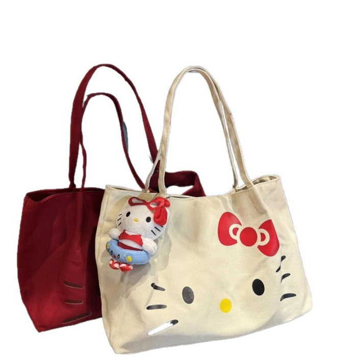 Wholesale Cute canvas bag one shoulder large capacity portable cartoon tote bag thick canvas