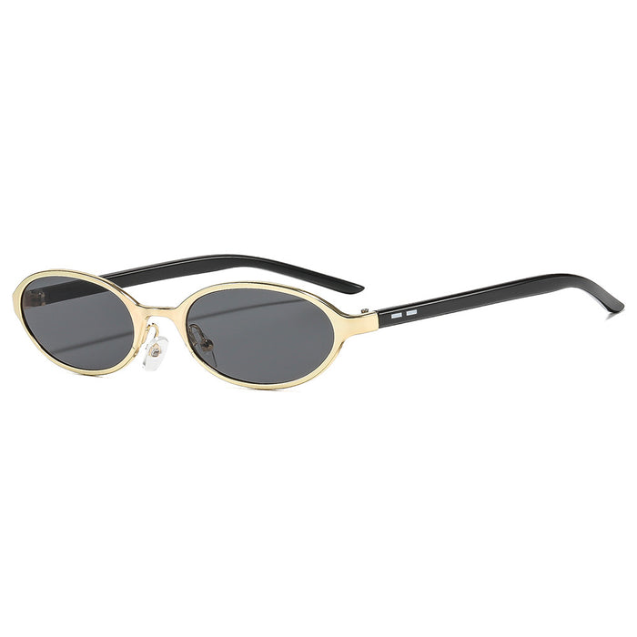 Wholesale Trendy Retro Oval Metal Sunglasses with Gold Frame and Gray Lenses Fashion Accessory