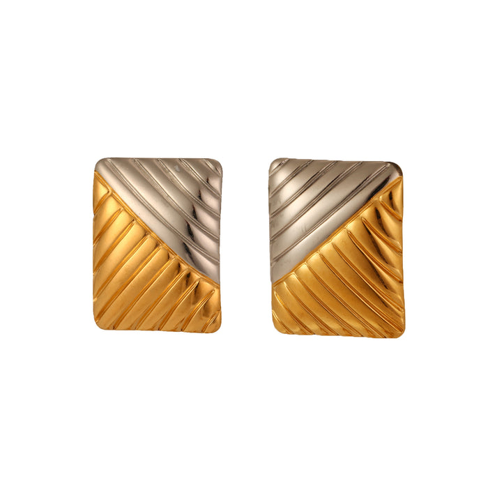 Wholesale Individually exaggerated temperament, stainless steel gold and silver dual color earrings, square diagonal earrings wholesale