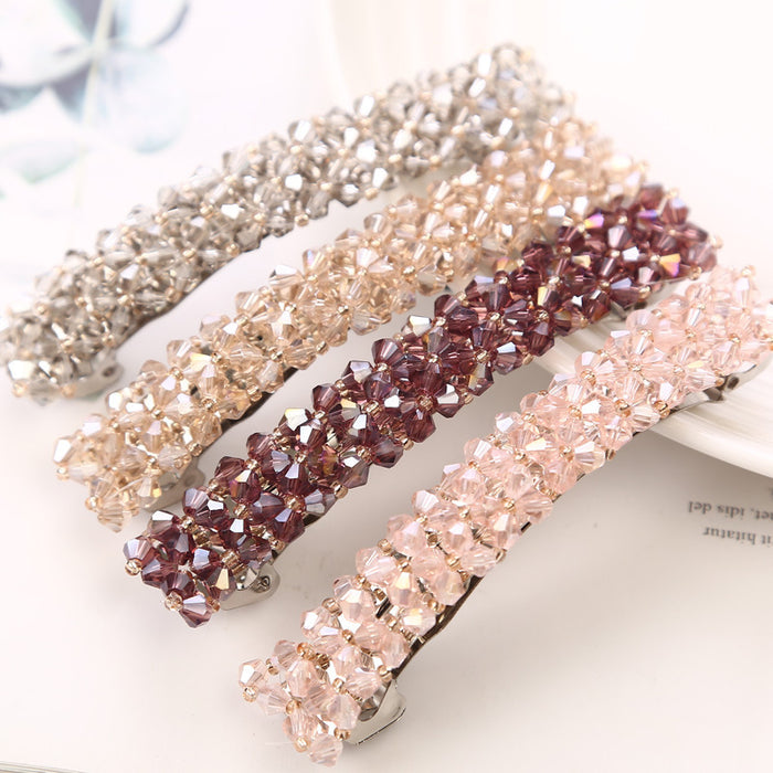 Wholesale Woven Clip Headwear Women's Side Clip Simple Crystal Hairpin Girl Crystal