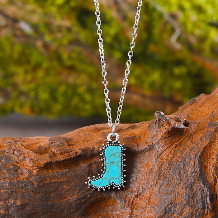 Wholesale Cactus Star Bull Head Heart Turquoise Earrings Necklace Set Simple Color Alloy Jewelry