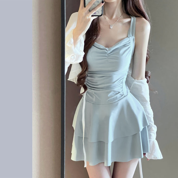 Wholesale Naked back sexy swimsuit dress style jumpsuit, covering the belly to show off weight, soaking in hot spring vacation