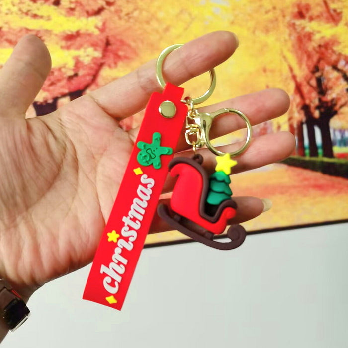 Wholesale Silicone Christmas Keychain Cute Cartoon Pendant
