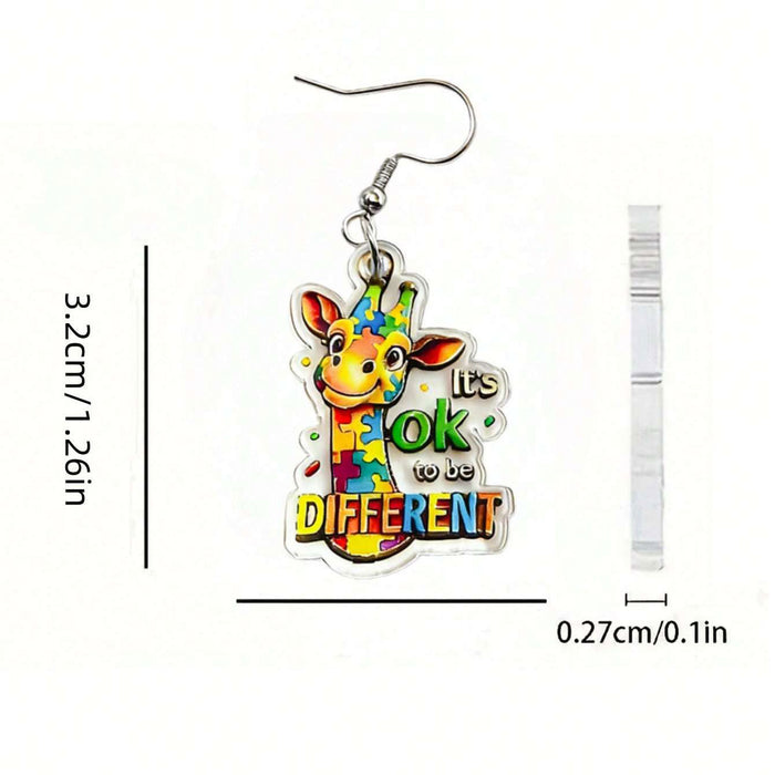 Wholesale Trendy 2D Acrylic Giraffe Earrings Fashion Accessory