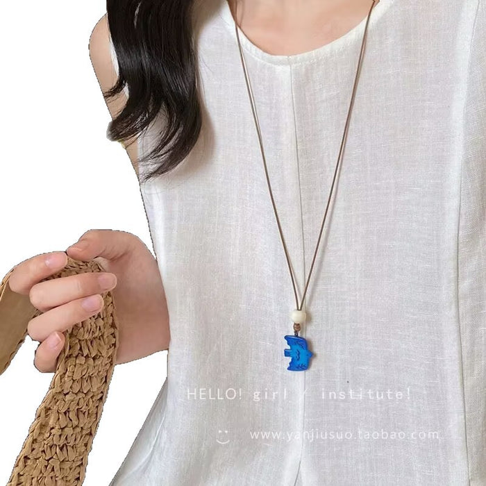 Wholesale Blue Bird Pendant Necklace Handmade Clavicle Chain