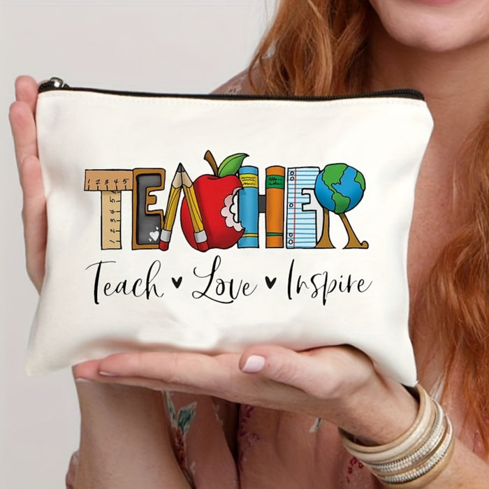 Wholesale Teacher' s printed canvas Makeup Bags