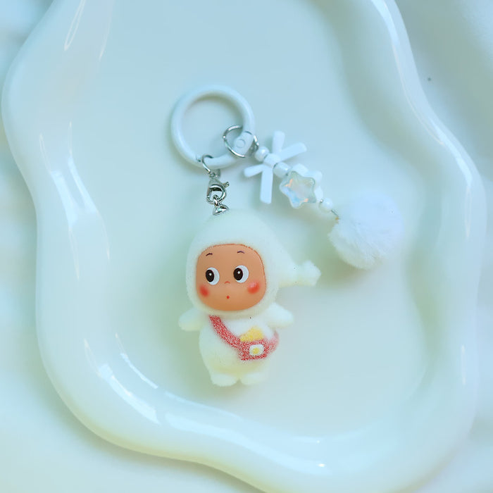 Wholesale Cartoon flocking star keychain doll pendant mobile phone cute grain pendant plush doll decoration