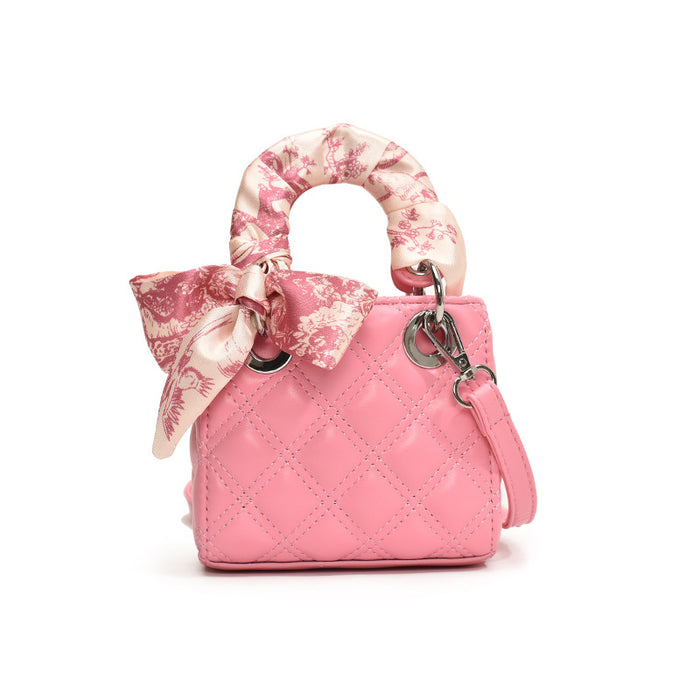 Wholesale New children's bag, silk scarf handbag, fashionable diamond grid crossbody bag