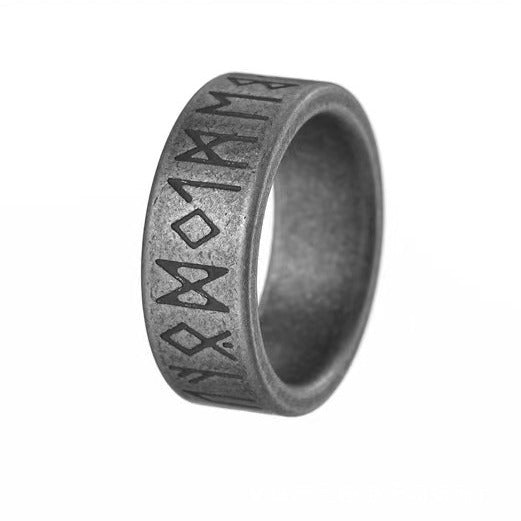 Wholesale Lunfu Writer's Alphabet Retro Titanium Steel Rings JDC-RS-Aitong001