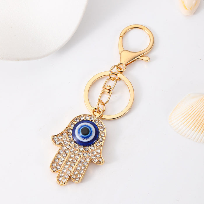 Wholesale Chic Evil Eye Rhinestone Keychain Pendant Zinc Alloy Bag Charm MOQ≥2