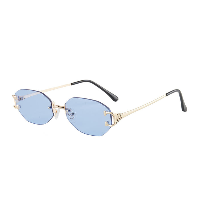 Wholesale Versatile metal small frame sunglasses oval frame sunglasses personalized frameless glasses