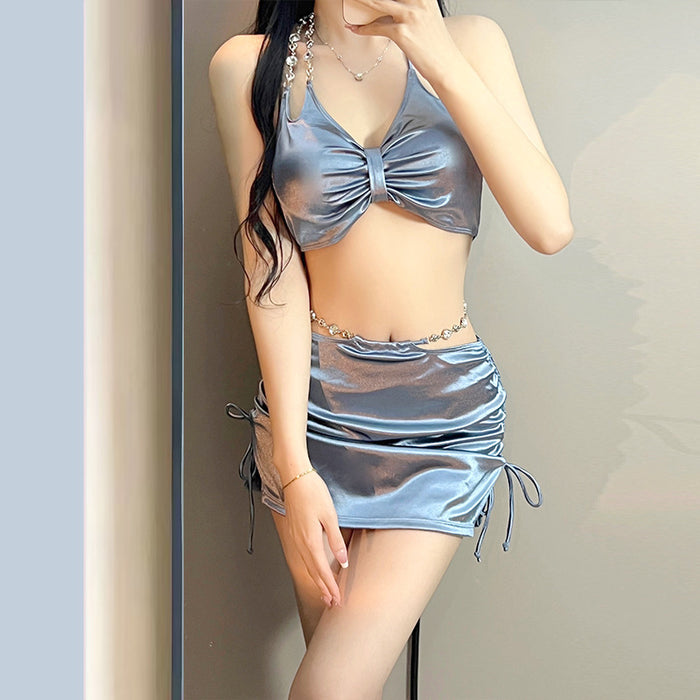 Wholesale Three piece swimsuit set, sexy bikini, high-end silver, hot spring swimsuit vacation