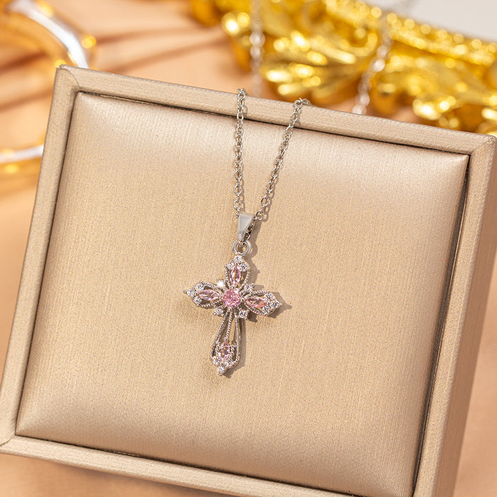 Wholesale Gold Plated Titanium Steel Floral Pendant Necklace Stylish Gift MOQ≥2